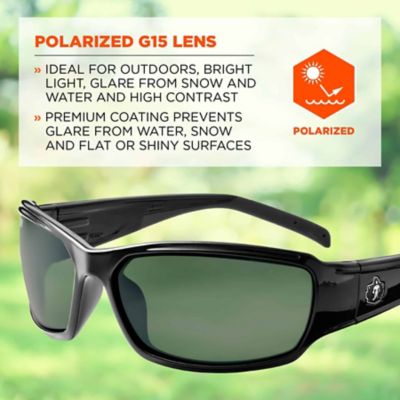 Image showing  Thor Safety Glasses/Sunglasses, Black Frame, Polarized G15 Lens