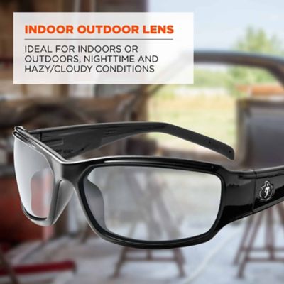 Image showing 2 th Skullerz Thor Safety Glasses/Sunglasses, Black Frame, Indoor/Outdoor Lens