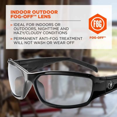 Image showing  Thor Safety Glasses/Sunglasses, Black Frame, Anti-Fog Indoor/Outdoor Lens