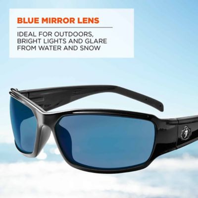 Image showing  Thor Safety Glasses/Sunglasses, Black Frame, Blue Mirror Lens
