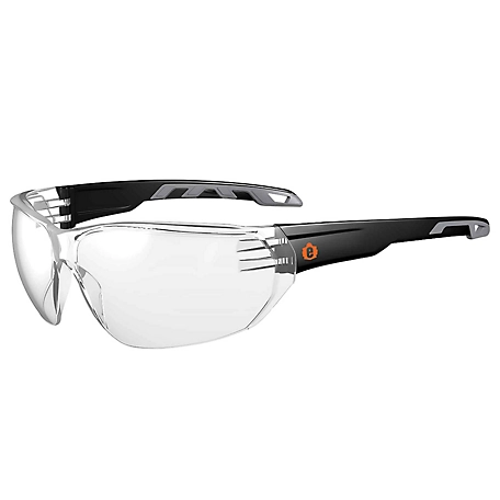 Skullerz Vali Frameless Safety Glasses/Sunglasses, Matte Black, Anti-Fog Clear Lens