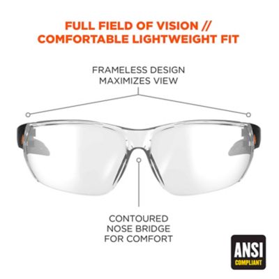 Image showing  Vali Frameless Safety Glasses/Sunglasses, Matte Black Frame, Anti-Fog Clear Lens
