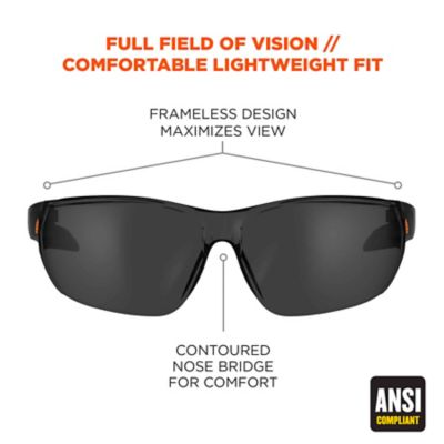 Image showing  Vali Frameless Safety Glasses/Sunglasses, Matte Black Frame, Smoke Lens