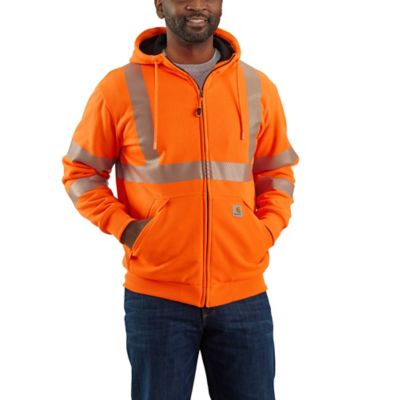 Carhartt Men's Rain Defender High-Visibility Loose Fit Midweight Thermal-Lined Full-Zip Class 3 Sweatshirt