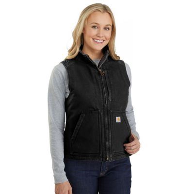Carhartt Women's Loose Fit Washed Duck Sherpa-Lined Mock Neck Vest