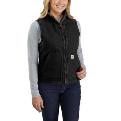 Carhartt Women's Loose Fit Washed Duck Sherpa-Lined Mock Neck Vest