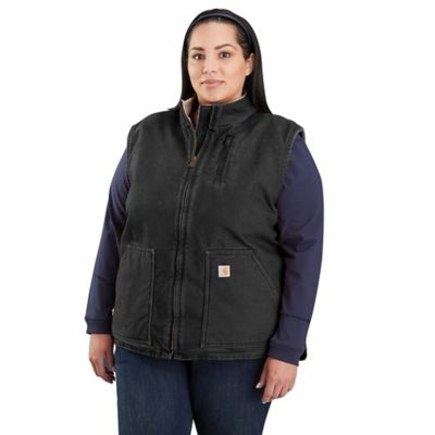Image showing 1 th Carhartt Women's Loose Fit Washed Duck Sherpa-Lined Mock Neck Vest