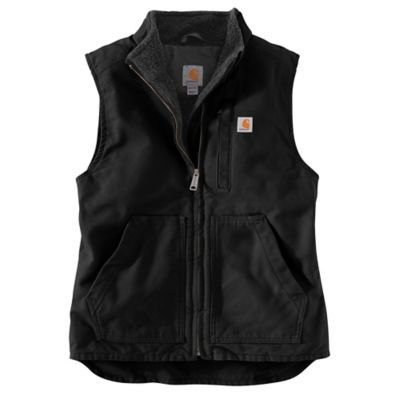 Image showing  Women's Loose Fit Washed Duck Sherpa-Lined Mock Neck Vest