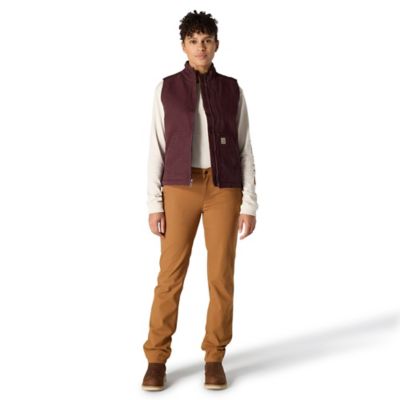 Image showing  Women's Loose Fit Washed Duck Sherpa-Lined Mock Neck Vest