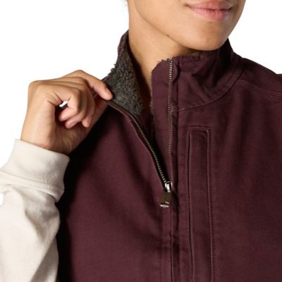 Image showing  Women's Loose Fit Washed Duck Sherpa-Lined Mock Neck Vest