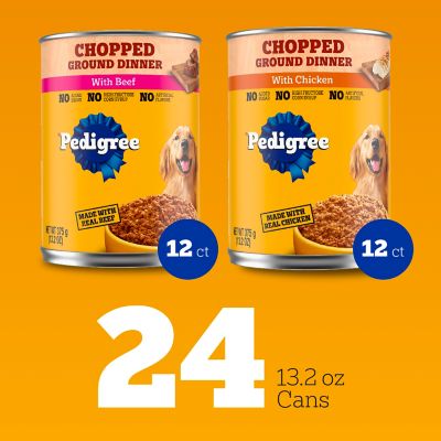 Image showing  Chopped Ground Dinner Adult Soft Chicken and Beef Flavor Wet Dog Food Variety pk., 13.2 oz., Pack of 24 Cans