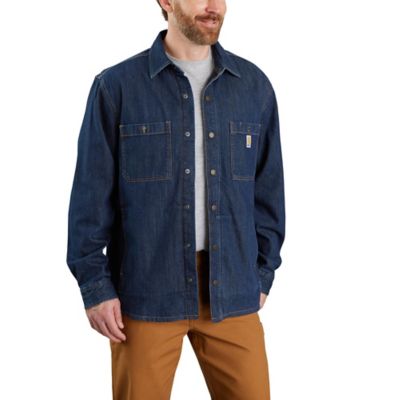 Carhartt Men's Denim Fleece-Lined Snap-Front Work Shirt Jacket