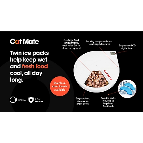 Cat Mate C500 Automatic 5-Meal Pet Feeder with Ice pk., 330 g at Tractor  Supply Co.