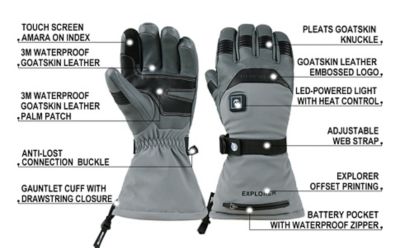 Image showing  Unisex Adult Leather Explorer 5 Performance Heated Winter Gloves, 1-Pair