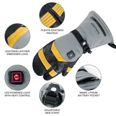 Image showing  Unisex Adult Leather Explorer 5 Performance Heated 3-Finger Winter Gloves, 1-Pair