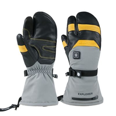 Mount Tec Unisex Adult Leather Explorer 5 Performance Heated 3-Finger Winter Gloves, 1-Pair