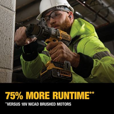 Image showing 5 th DEWALT Cordless 20V Max Brushless XR Premium Hammer Drill/Impact Driver Combo Tool Kit, 5.0 Ah, 2 pc.