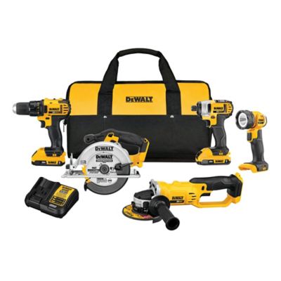 DeWALT DCK521D2 Cordless 20V Max Compact 5 Tool Combo Kit at