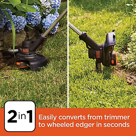 BLACK+DECKER 20V MAX String Trimmer/Edger with Trimmer Line Replacement  Spool, Autofeed 30 ft, 0.065-Inch, 2-Pack (LSTE525 & AF100-2)