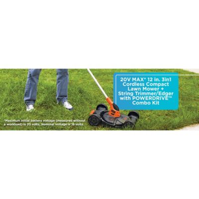 Image showing  12 in. 20V Cordless Electric Push Lawn Mower/Trimmer Kit