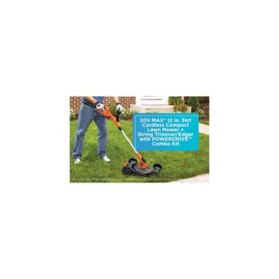 Image showing 5 th Black & Decker 12 in. 20V Cordless Electric Push Lawn Mower/Trimmer Kit
