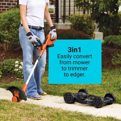 Image showing 6 th Black & Decker 12 in. 20V Cordless Electric Push Lawn Mower/Trimmer Kit