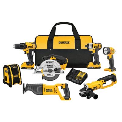 DEWALT Cordless 20V Max Lithium-Ion Compact Combo Tool Kit, 7 pc.