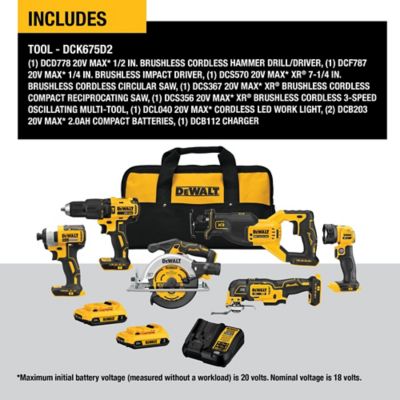 Image showing  Cordless 20V Max Lithium-Ion Compact Combo Tool Kit, 7 pc.