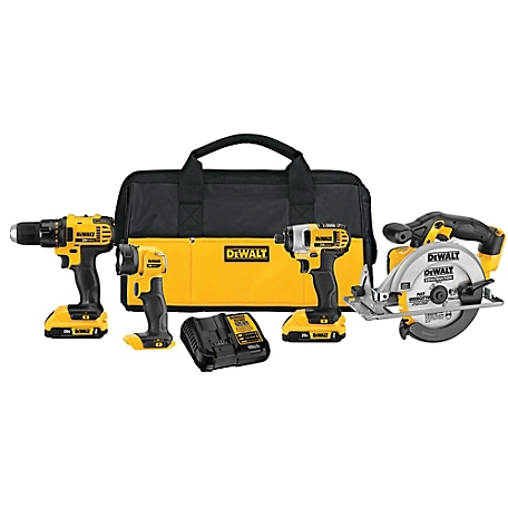 DeWALT 20V MAX Cordless Drill and Impact Driver, Power Tool Combo Kit with  2 Batteries and Charger, Yellow/Black, DCK240C2 at Tractor Supply Co.