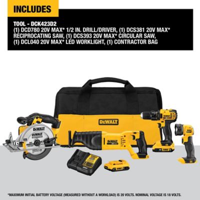 Image showing  Cordless 20V Max Compact Combo Tool Kit, 4 pc.