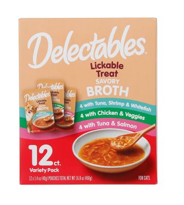 Delectables Hartz Savory Broths Wet Cat Treats Variety pk., 12 ct.