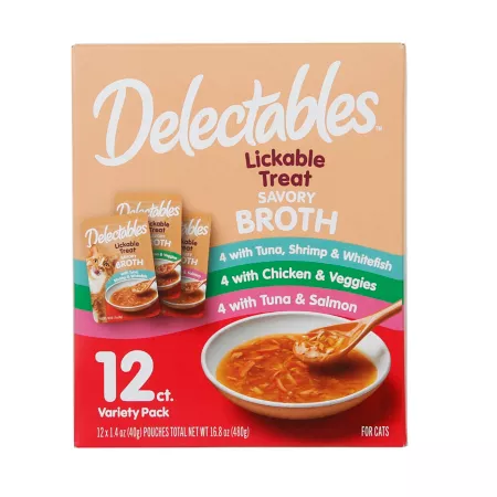 Delectables Hartz Savory Broths Wet Cat Treats Pack 23 oz 12 ct Cat Lickable Treats