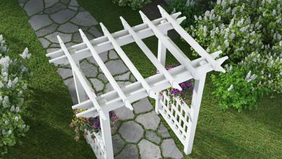 Image showing  63 in. x 46 in. x 91 in. Springport Vinyl Arbor, White