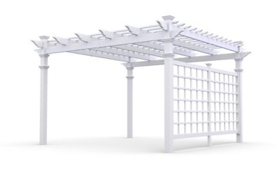 Vita 12 ft. x 12 ft. Regency Vinyl Pergola with Privacy Trellis, White