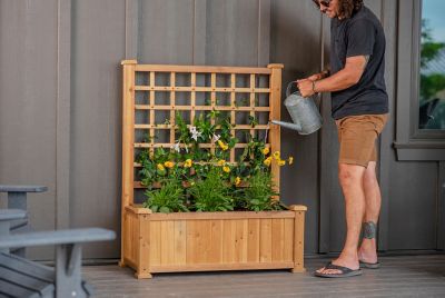 Image showing  3 cu. ft. Rosewood Cedar Planter with Trellis, 48 in. x 19 in. x 47 in.
