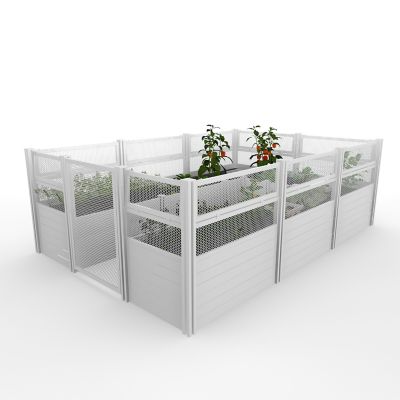 Vita Classic Vinyl Keyhole Composting Garden with Enclosure, 8 ft. x 12 ft., White