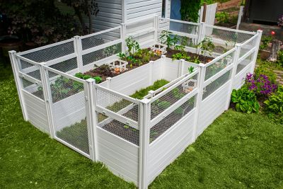 Image showing 1 th Vita Classic Vinyl Keyhole Composting Garden with Enclosure, 8 ft. x 12 ft., White