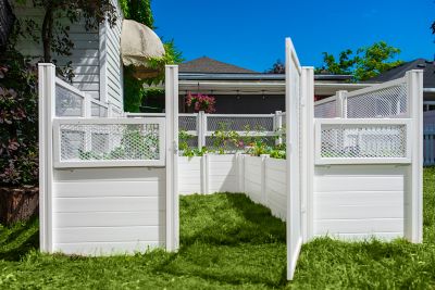 Image showing 3 th Vita Classic Vinyl Keyhole Composting Garden with Enclosure, 8 ft. x 12 ft., White