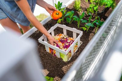 Image showing 7 th Vita Classic Vinyl Keyhole Composting Garden with Enclosure, 8 ft. x 12 ft., White