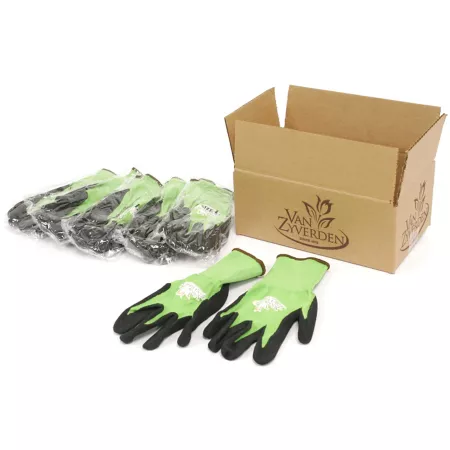 Van Zyverden VZ Logo Gardening Gloves 6 Pairs Green/Orange Gardening Gloves