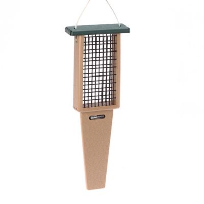 Birds Choice 2 Cake Capacity Recycled Pileated Suet Cake Bird Feeder with Tail Prop, Taupe/Green