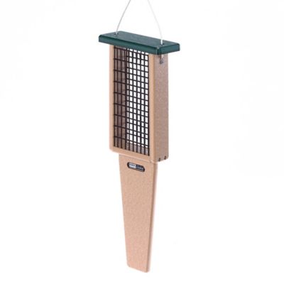 Image showing  2 Cake Capacity Recycled Pileated Suet Cake Bird Feeder with Tail Prop, Taupe/Green