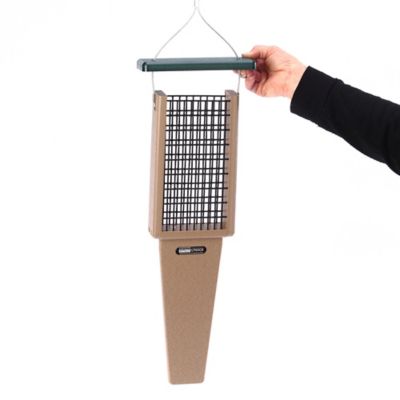 Image showing  2 Cake Capacity Recycled Pileated Suet Cake Bird Feeder with Tail Prop, Taupe/Green