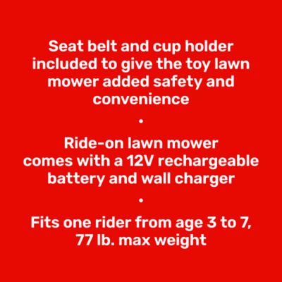 Image showing  12V Zero-Turn Lawn Mower Ride-On Toy, Red