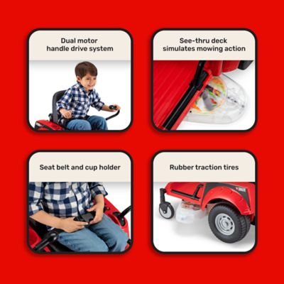 Image showing  12V Zero-Turn Lawn Mower Ride-On Toy, Red