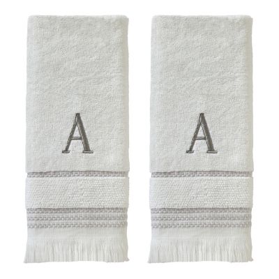 SKL Home Casual Monogram A Hand Towel Set, White, 2 pc.