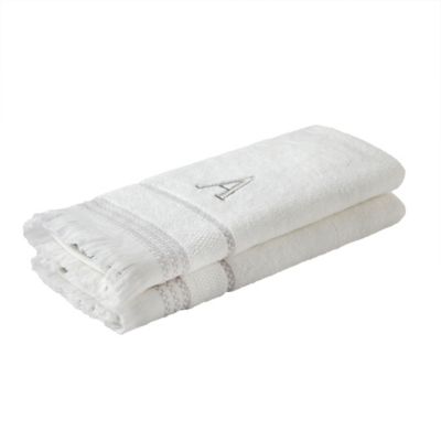 Image showing  Casual Monogram A Hand Towel Set, White, 2 pc.