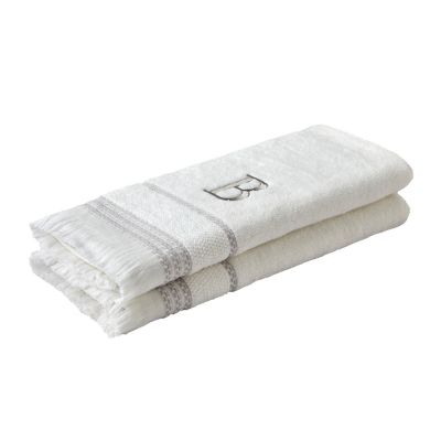 Image showing  Casual Monogram B Hand Towel Set, White, 2 pc.