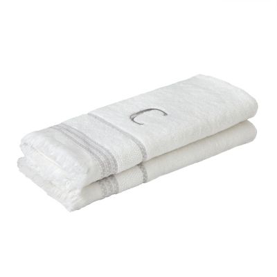 Image showing  Casual Monogram C Hand Towel Set, White, 2 pc.