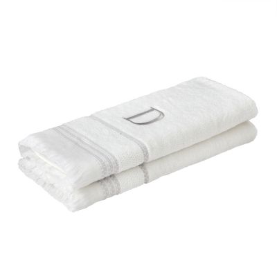 Image showing  Casual Monogram D Hand Towel Set, White, 2 pc.